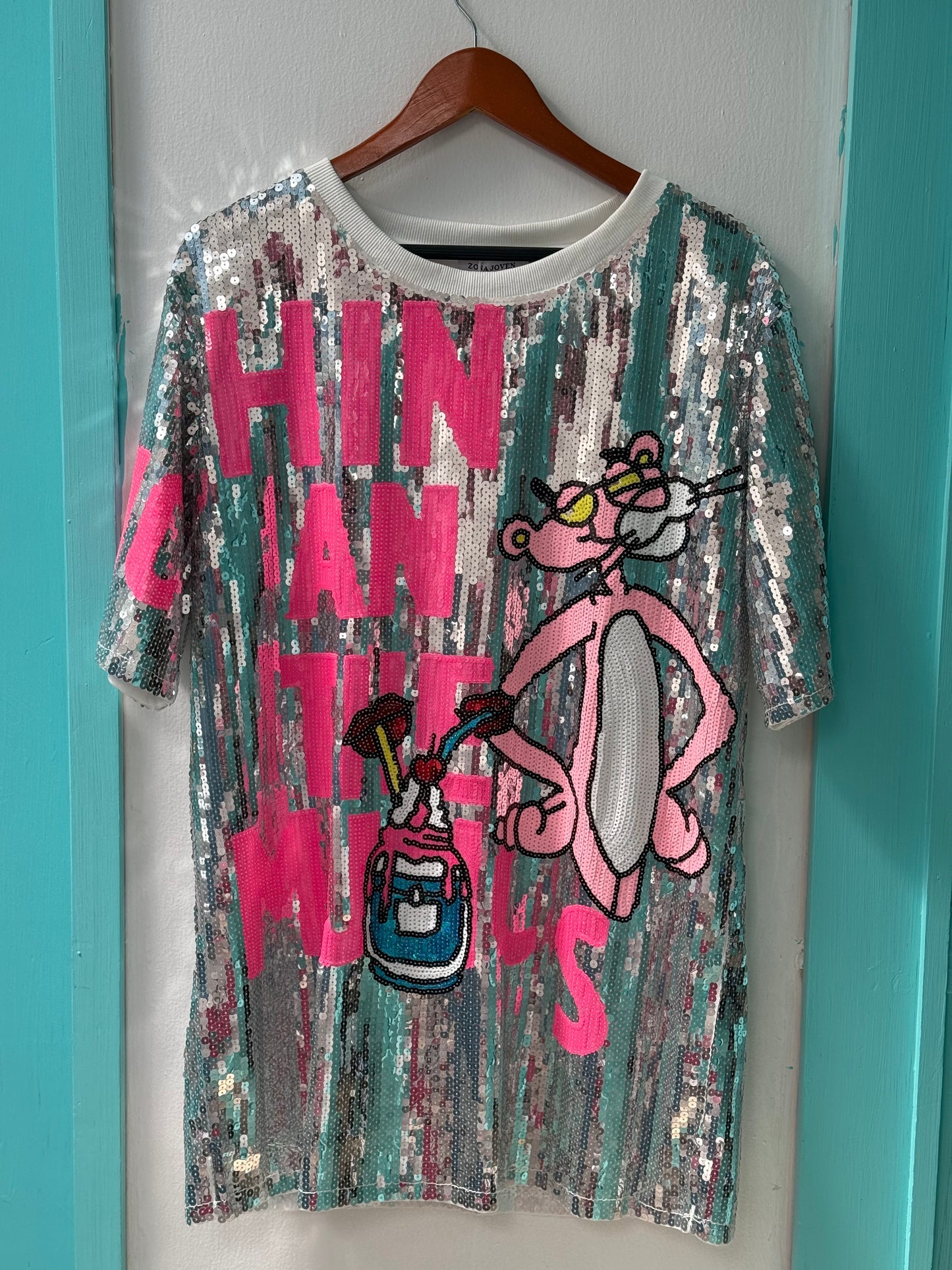 Vestido pantera Rosa lentejuelas