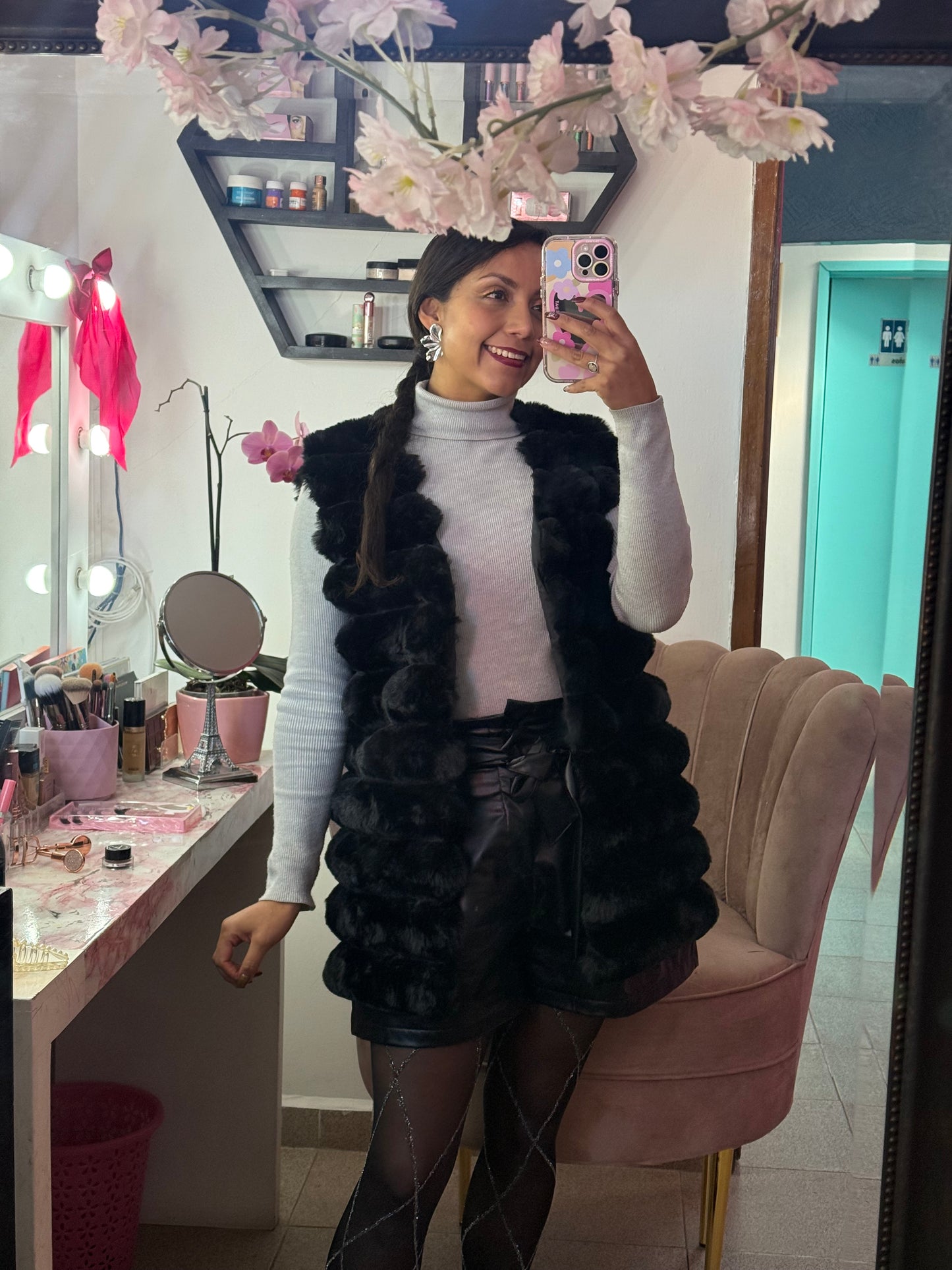 Chaleco peludo largo