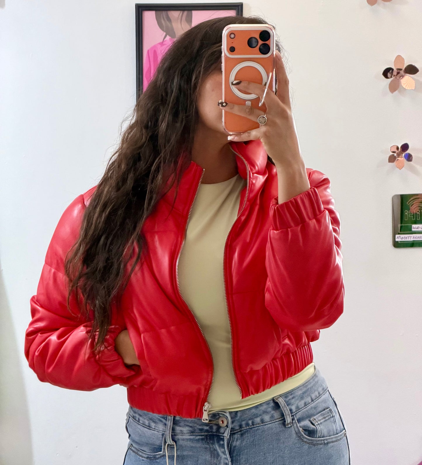 Chamarra bombacha de colores en vinipiel