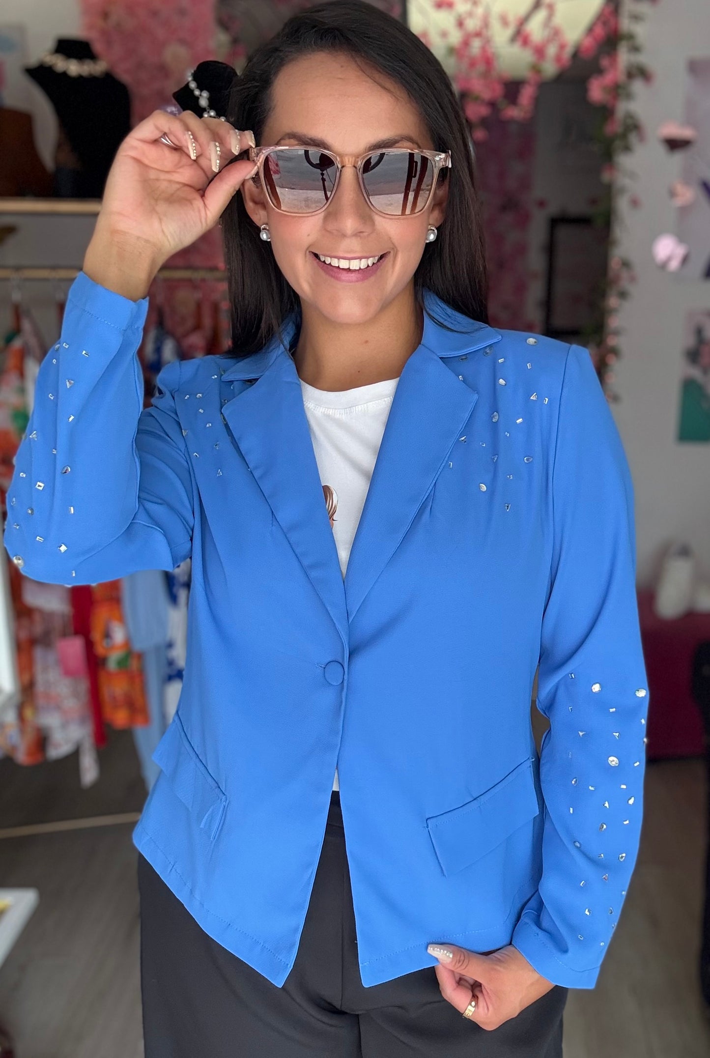Blazer estampado brillos