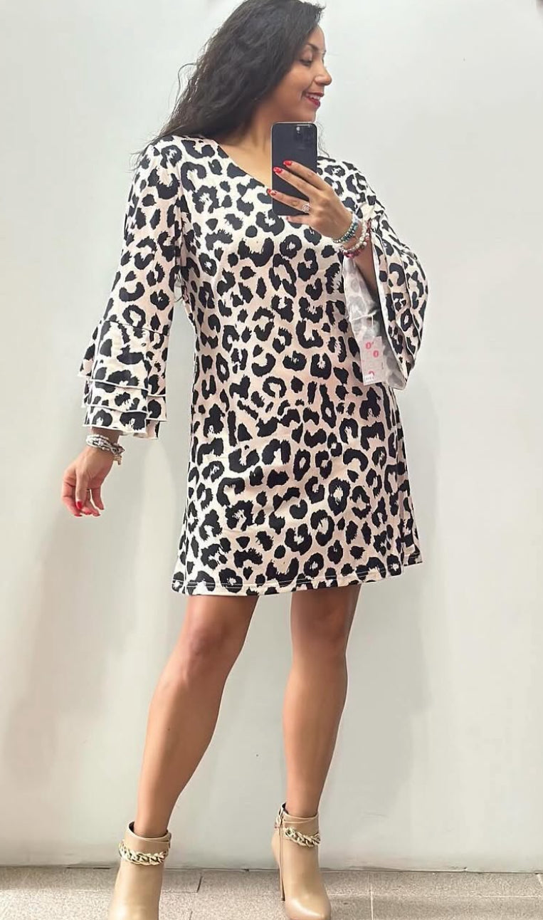 Vestido animal print cuello v