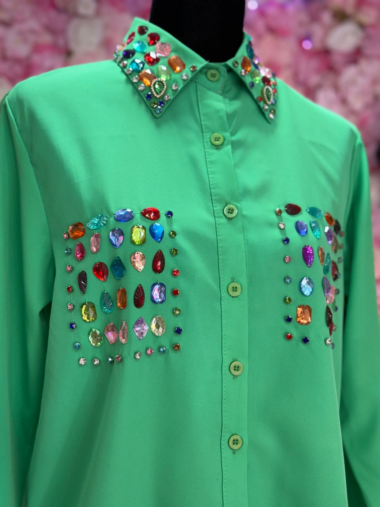 Blusa en tejido de pedreria