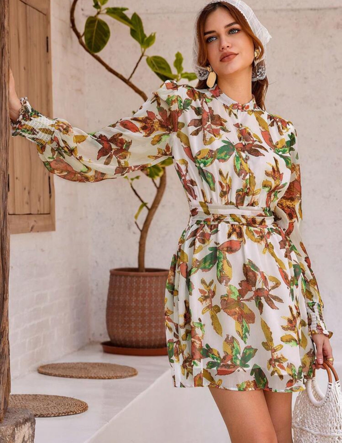 Vestido corto hojas de maple