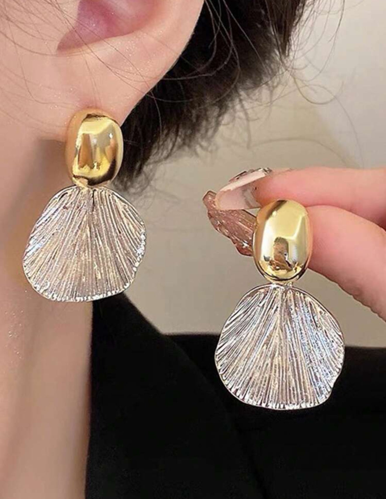 Aretes fashion hoja plata