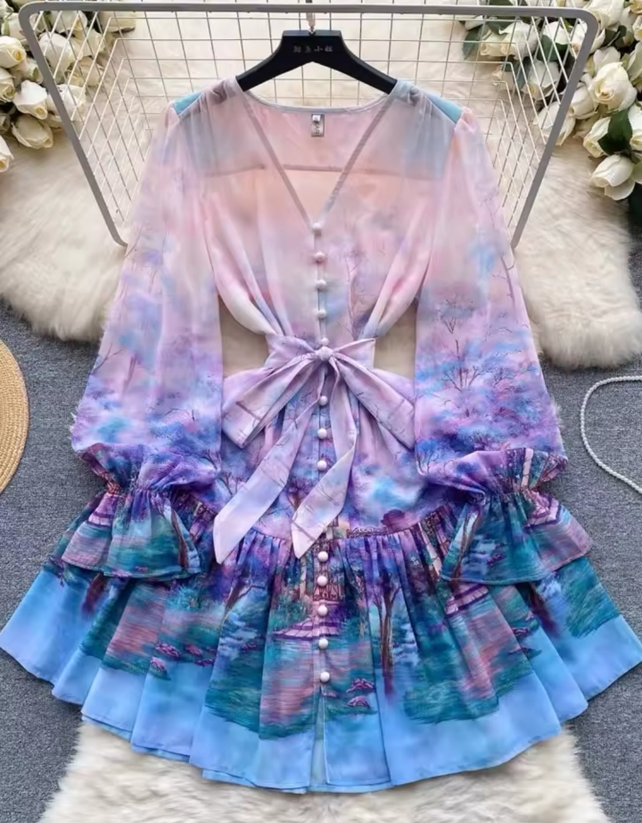 Vestido de gasa con flores