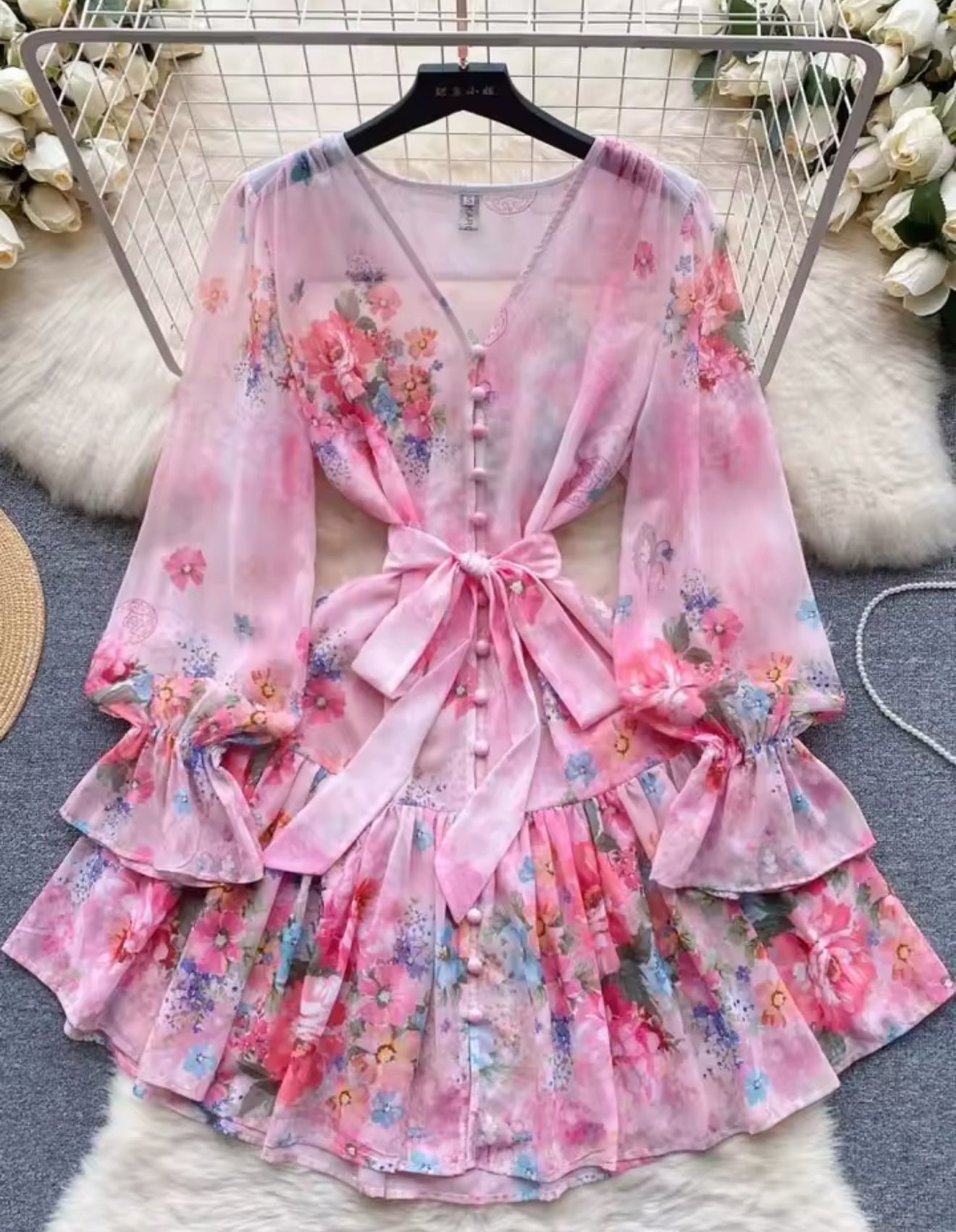 Vestido de gasa con flores