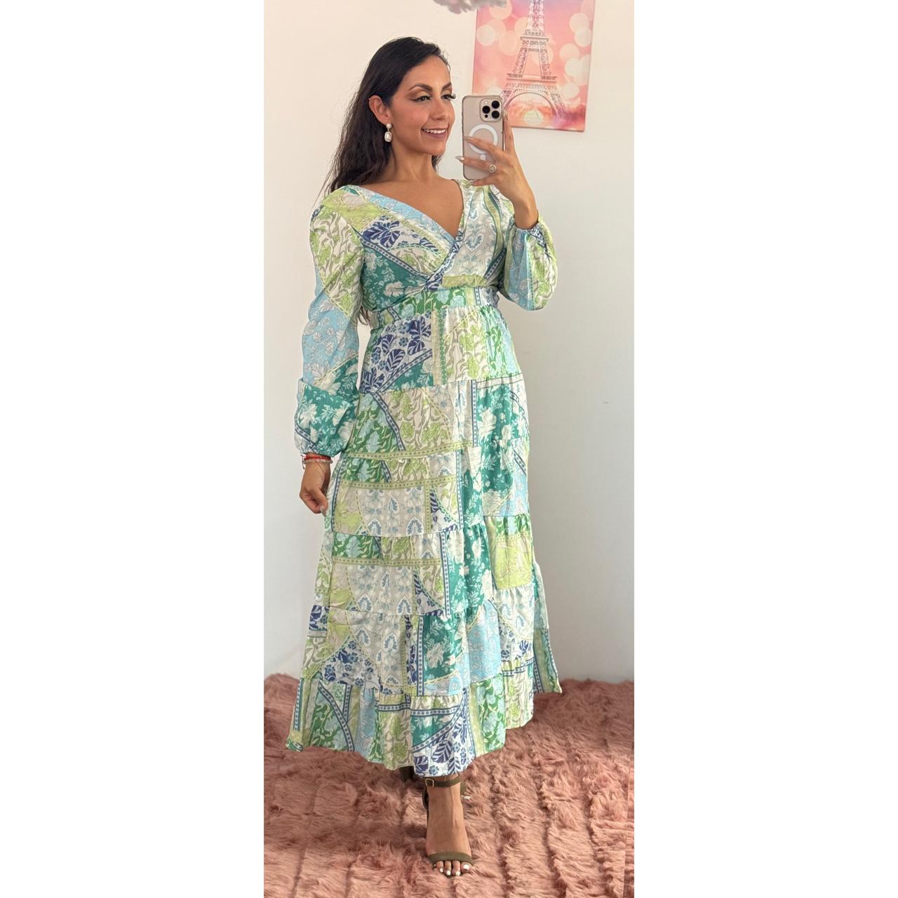 Vestiditos largos manga larga estampado floral