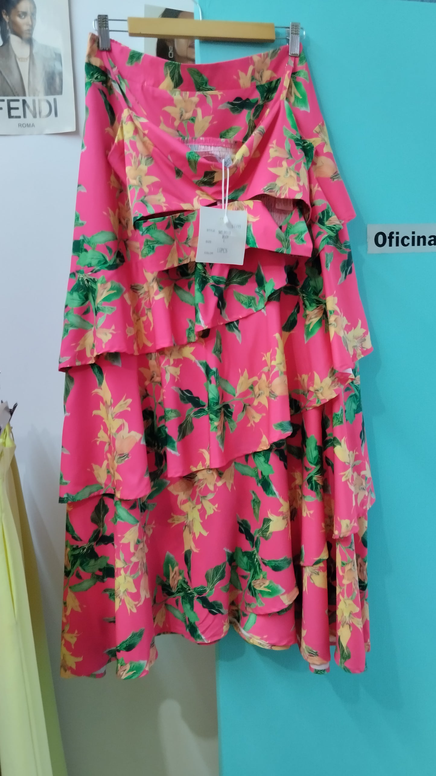 Conjunto falda pliegues y top estampado floral