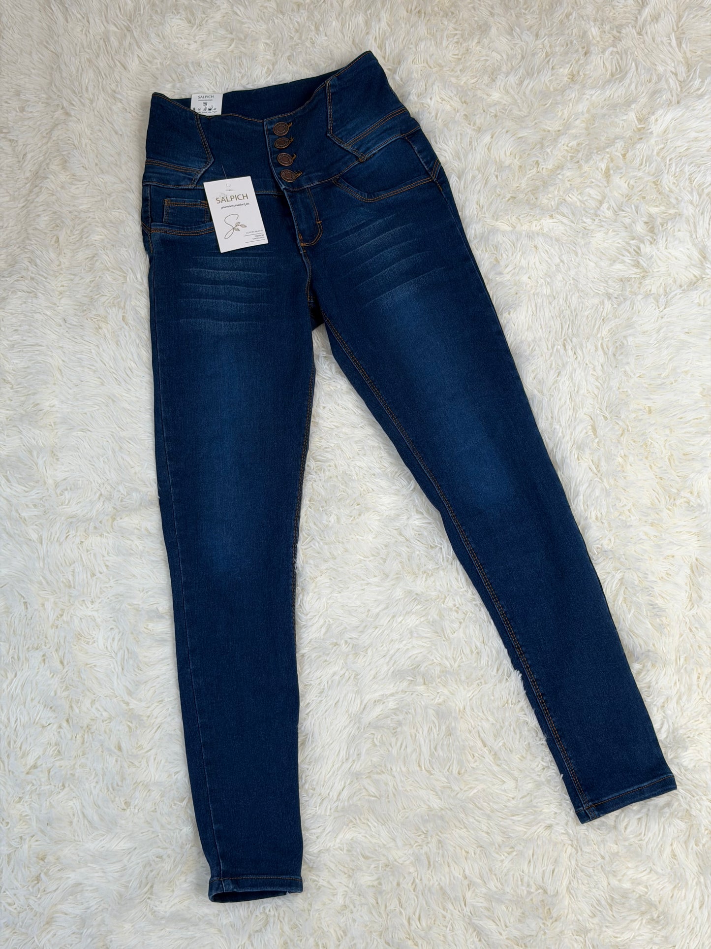 Jeans corte colombiano tiro alto sin bolsa