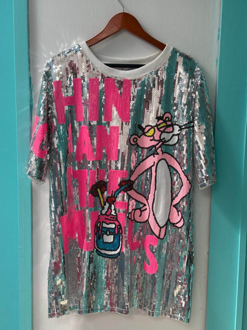 Vestido pantera Rosa lentejuelas