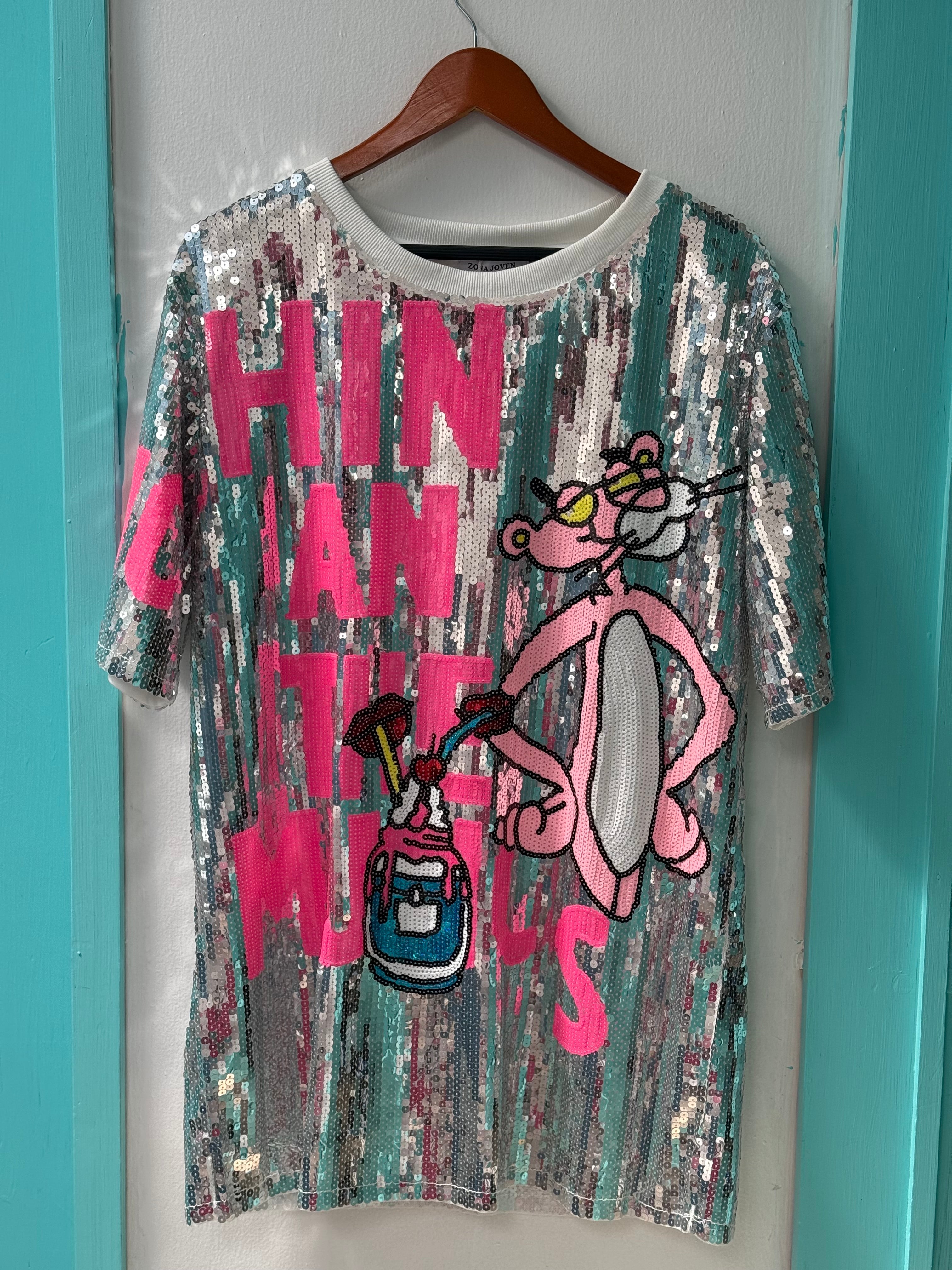 Vestido pantera Rosa lentejuelas