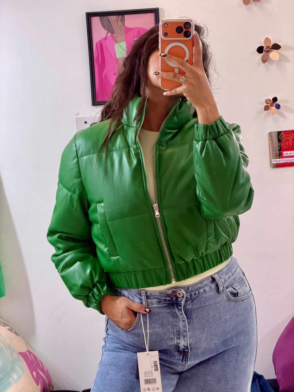 Chamarra bombacha de colores en vinipiel