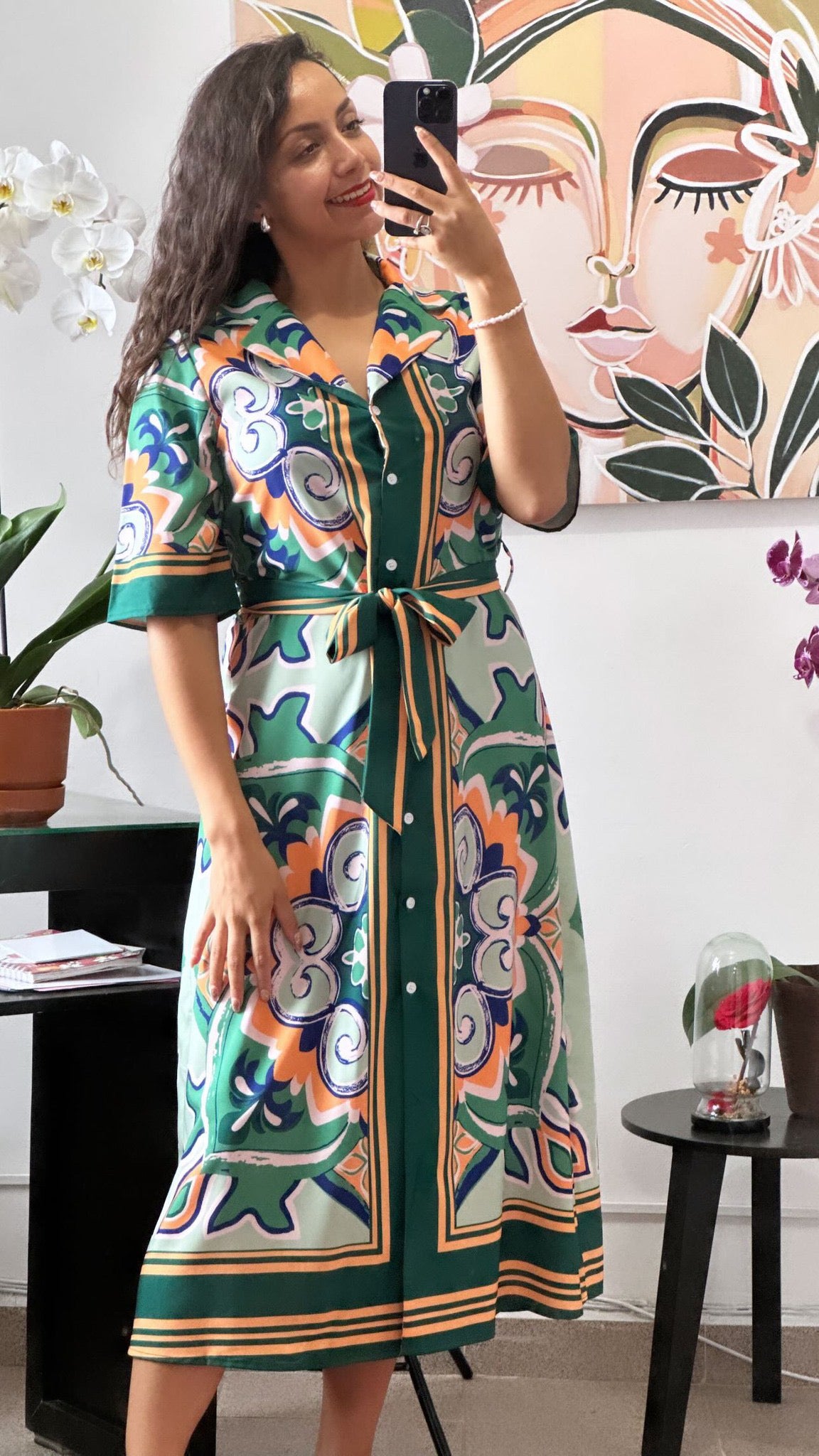 Vestido largo manga corta