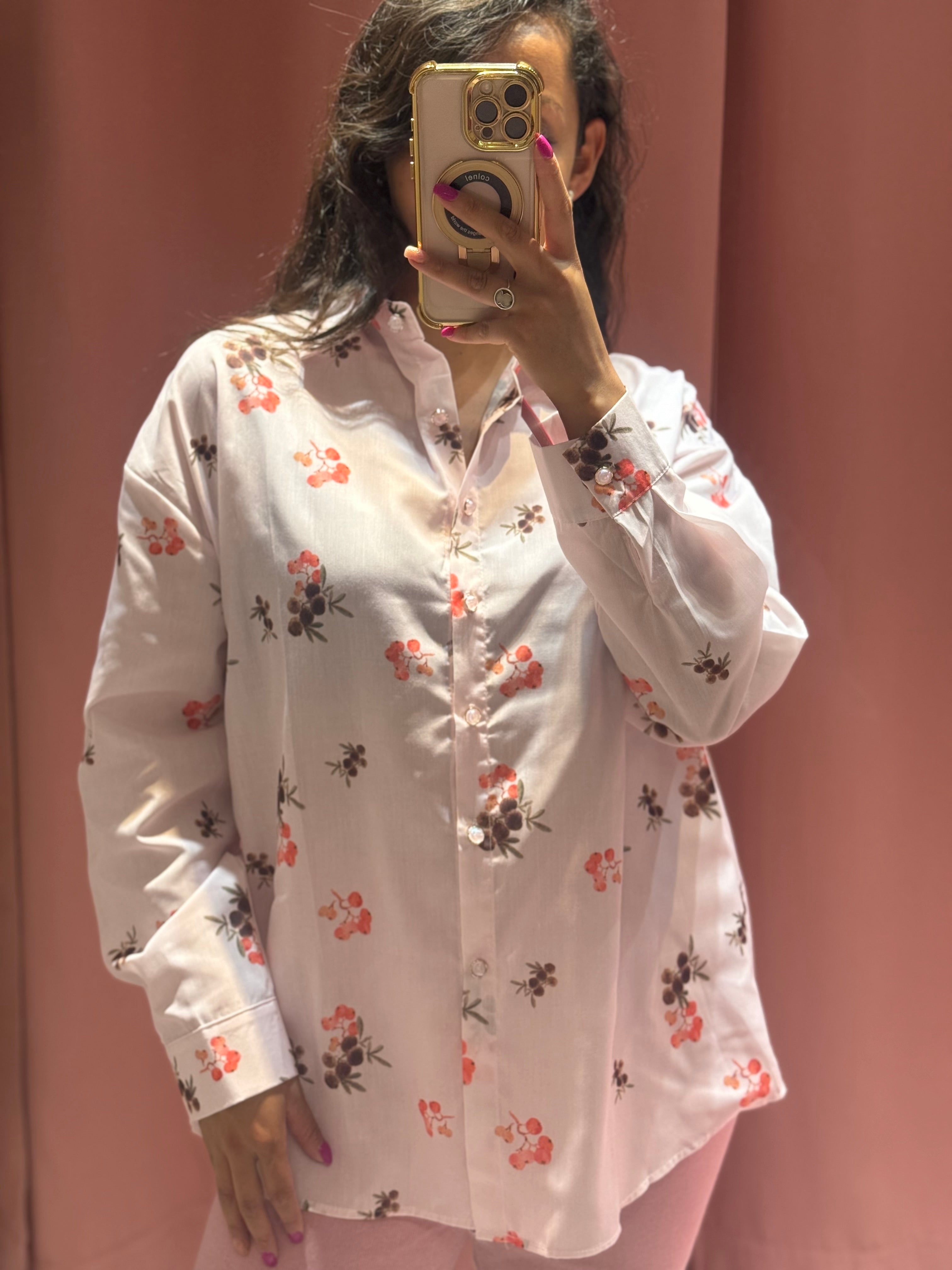 Blusa rosa estampada