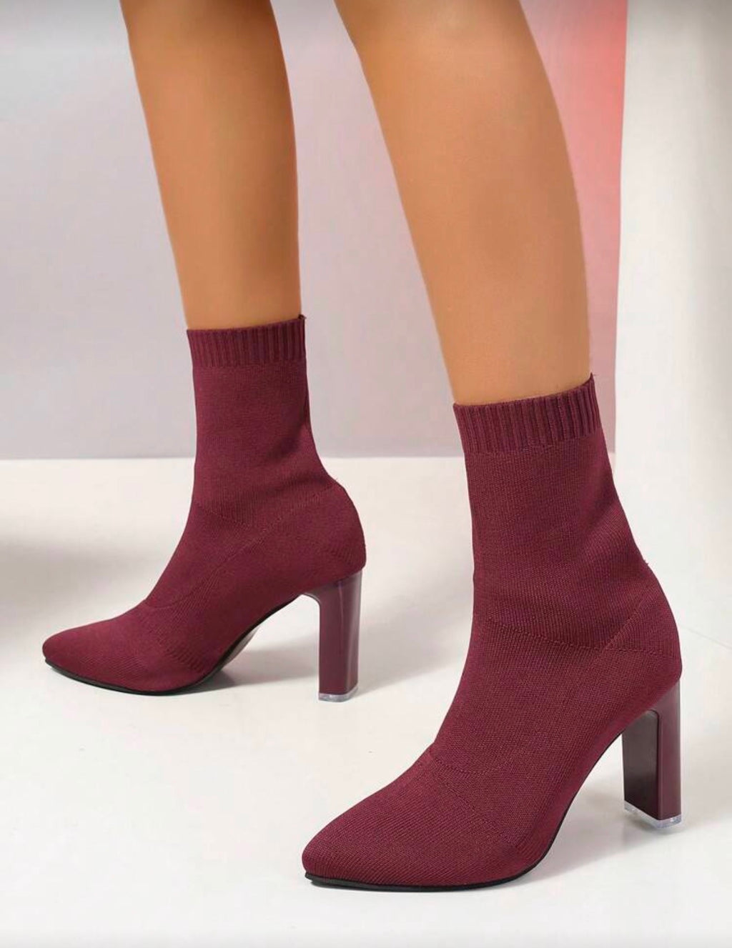 Botines de calcetín tacón alto con transparente 303