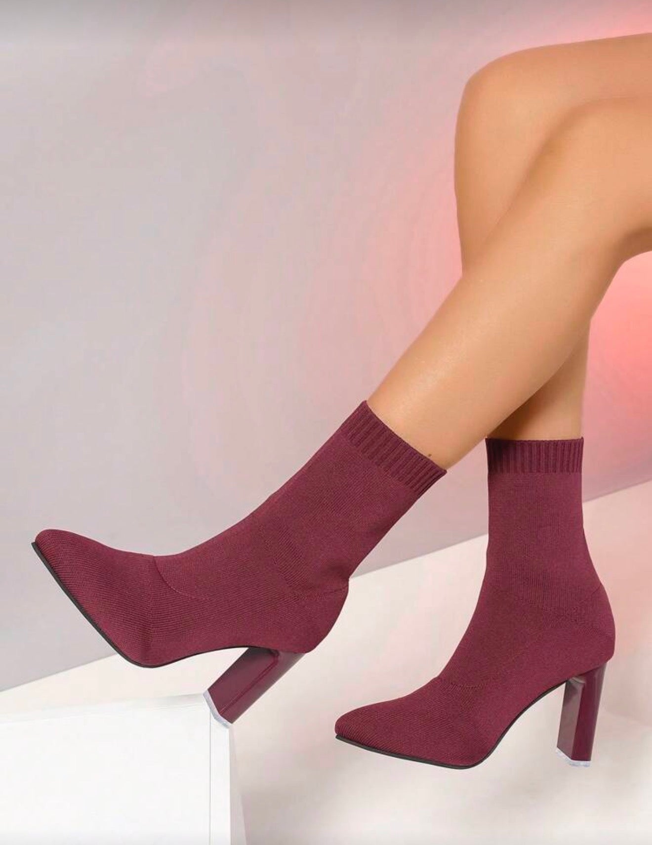 Botines de calcetín tacón alto con transparente 303