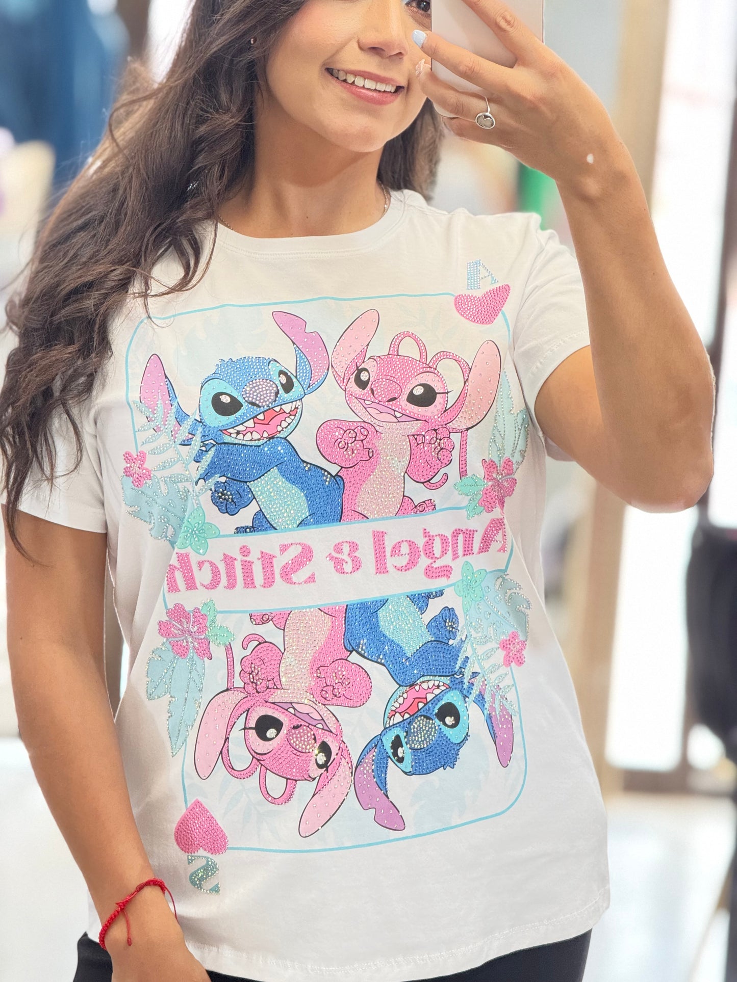 Playera con brillitos de Stitch