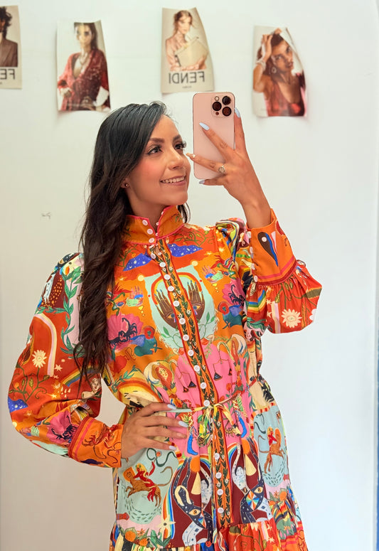 Vestido camisero estampado coloridos