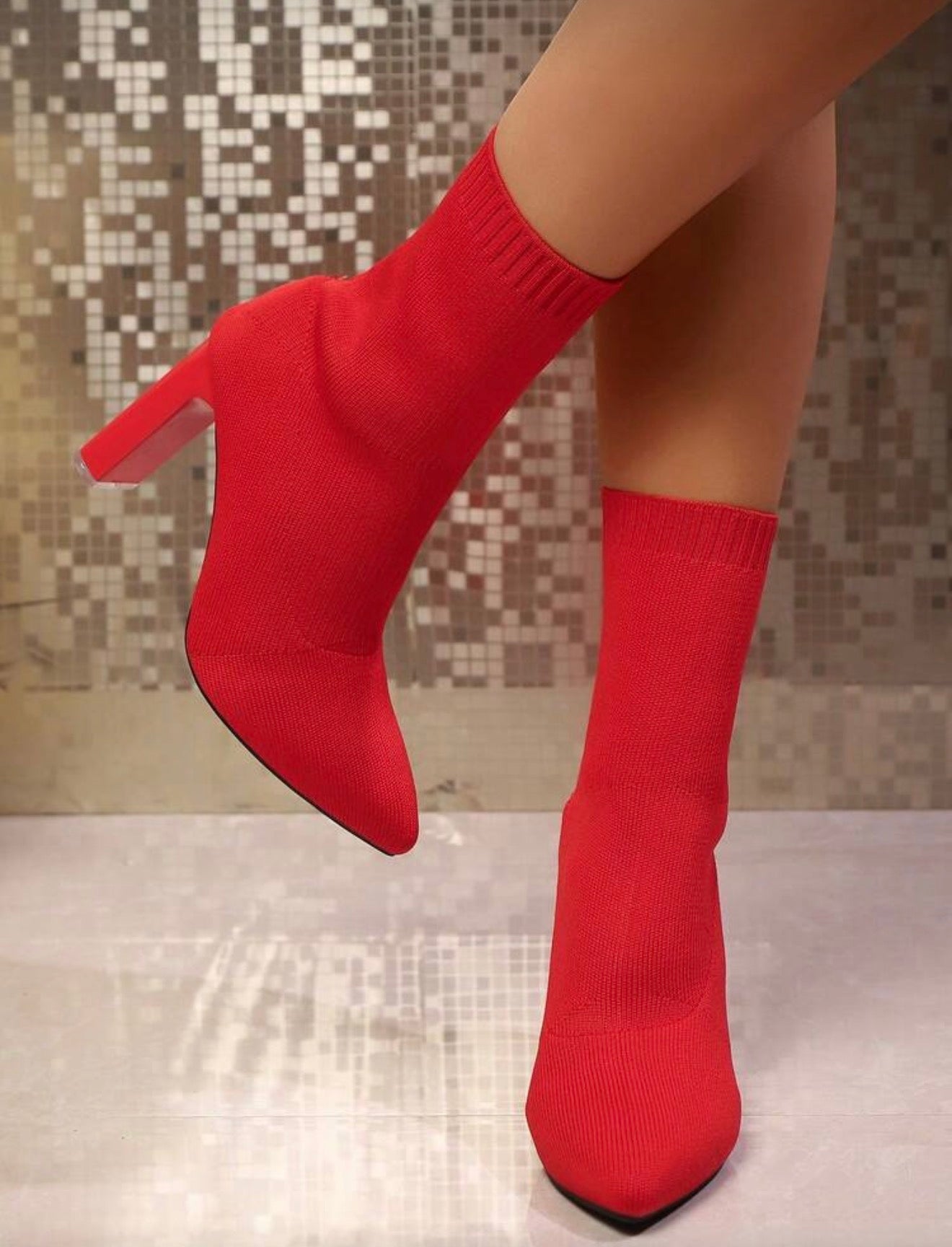 Botines de calcetín tacón alto con transparente 303