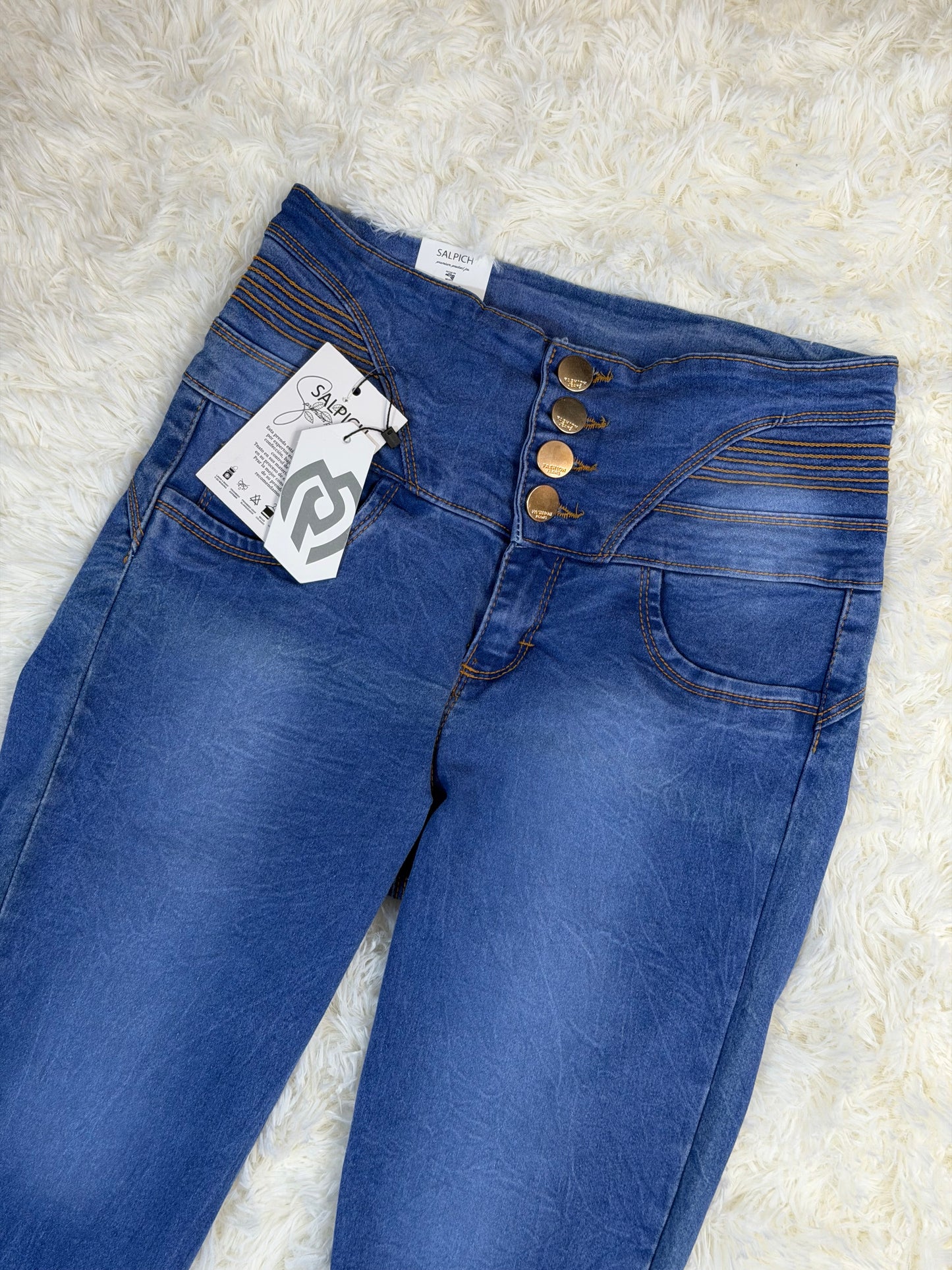 Jeans corte colombiano tiro alto sin bolsa