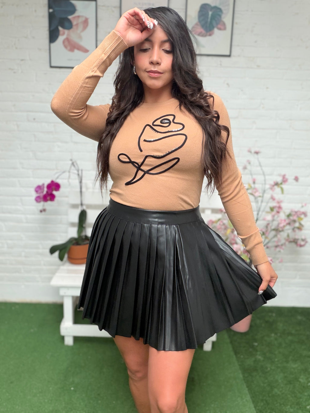 Falda vinipiel tableada