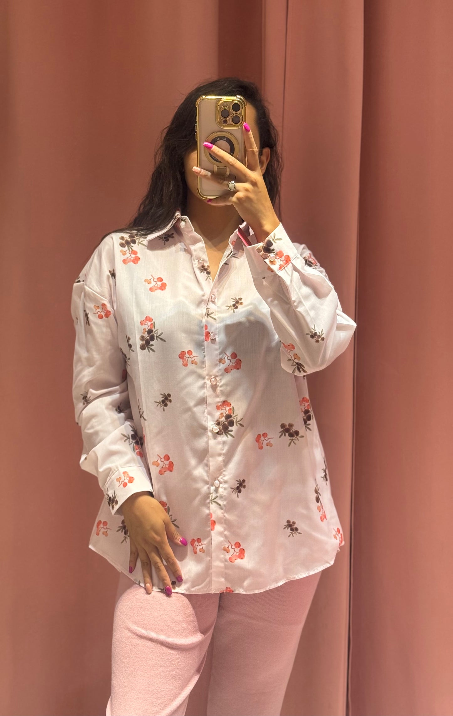 Blusa rosa estampada