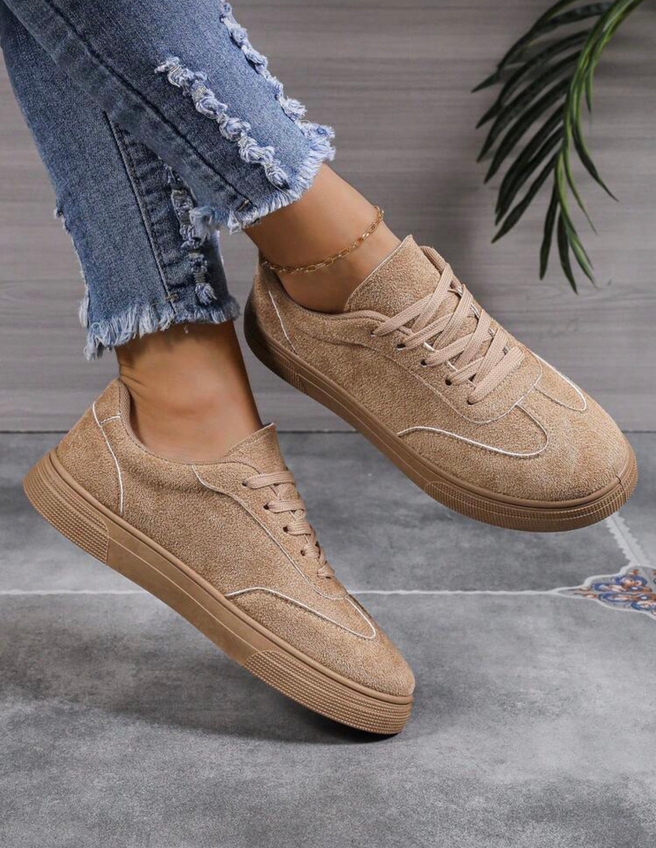 Tenis piel de durazno casual