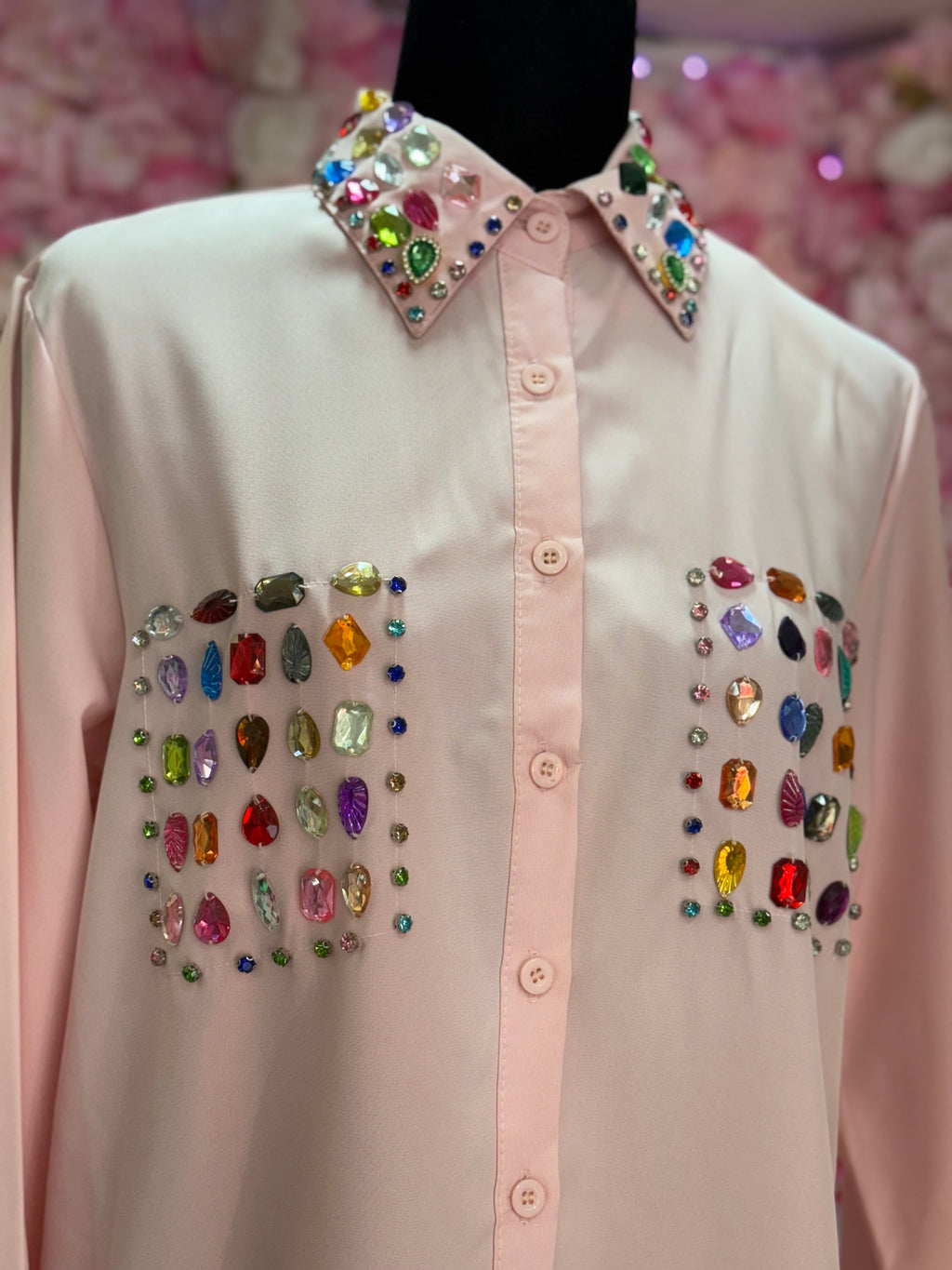 Blusa en tejido de pedreria