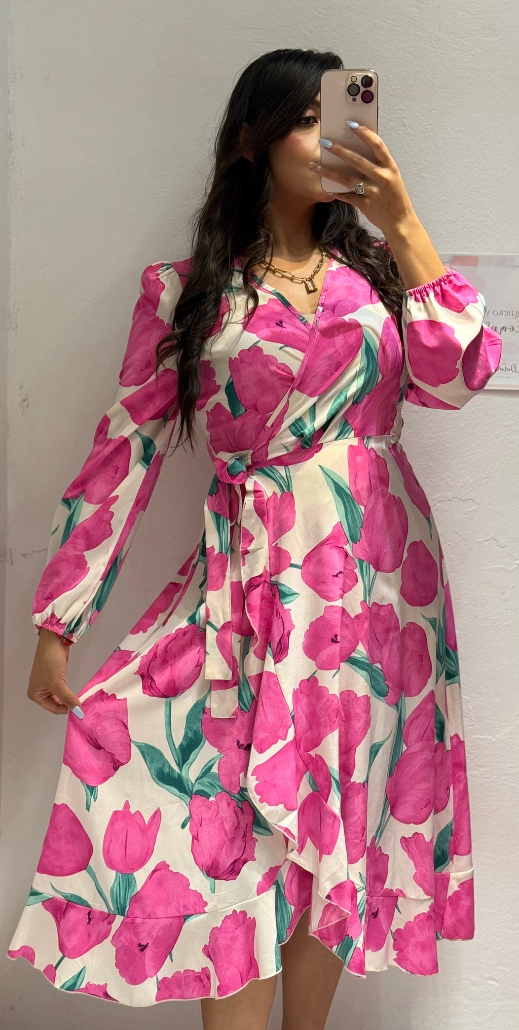 Clasi Vestido largo cruzado con estampado floral para mujer