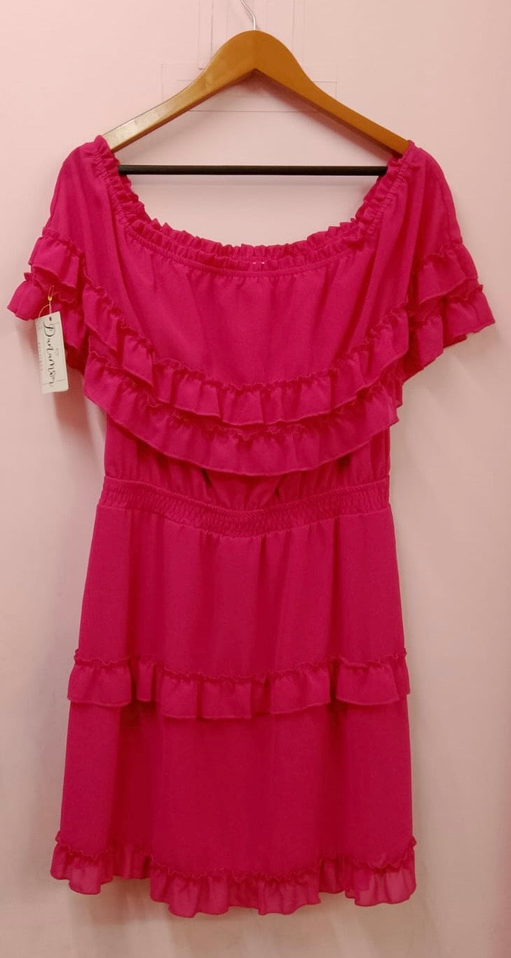 Vestido corto escote campesino