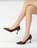 Zapatillas bajitas de piel de durazno tacón 7 cm