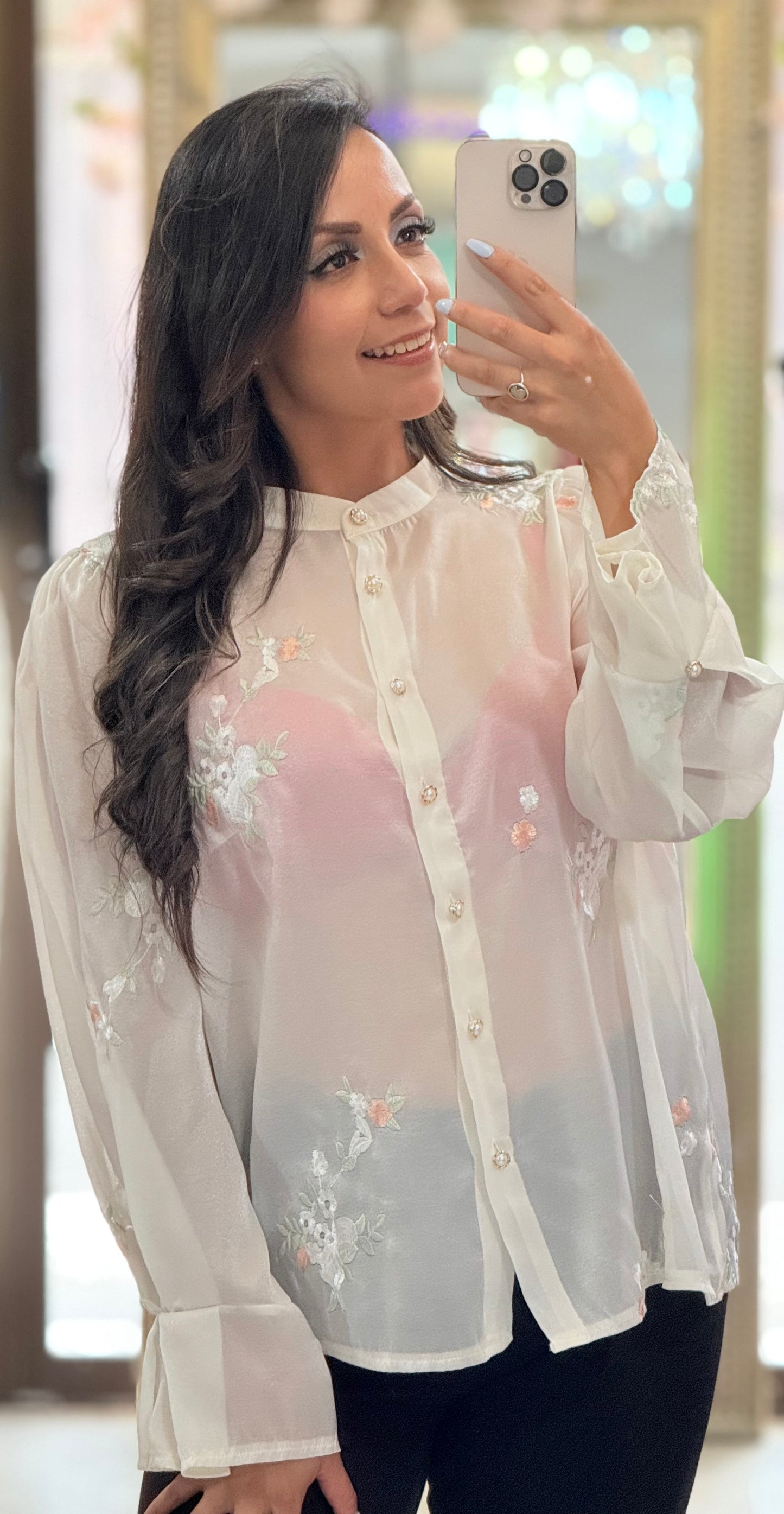 Blusa mujer elegante bordada