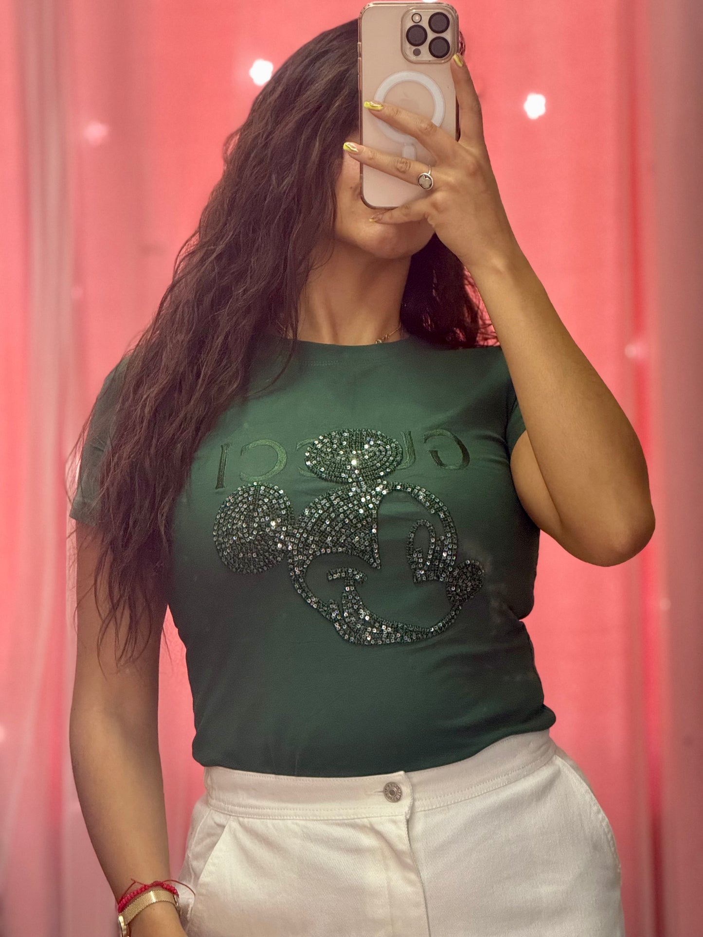 Playera con estampado brillante Mickey mouse