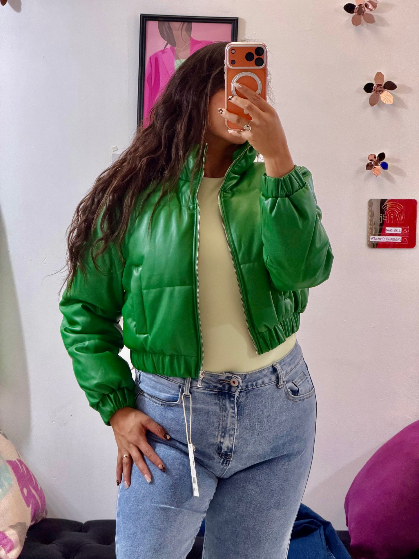 Chamarra bombacha de colores en vinipiel