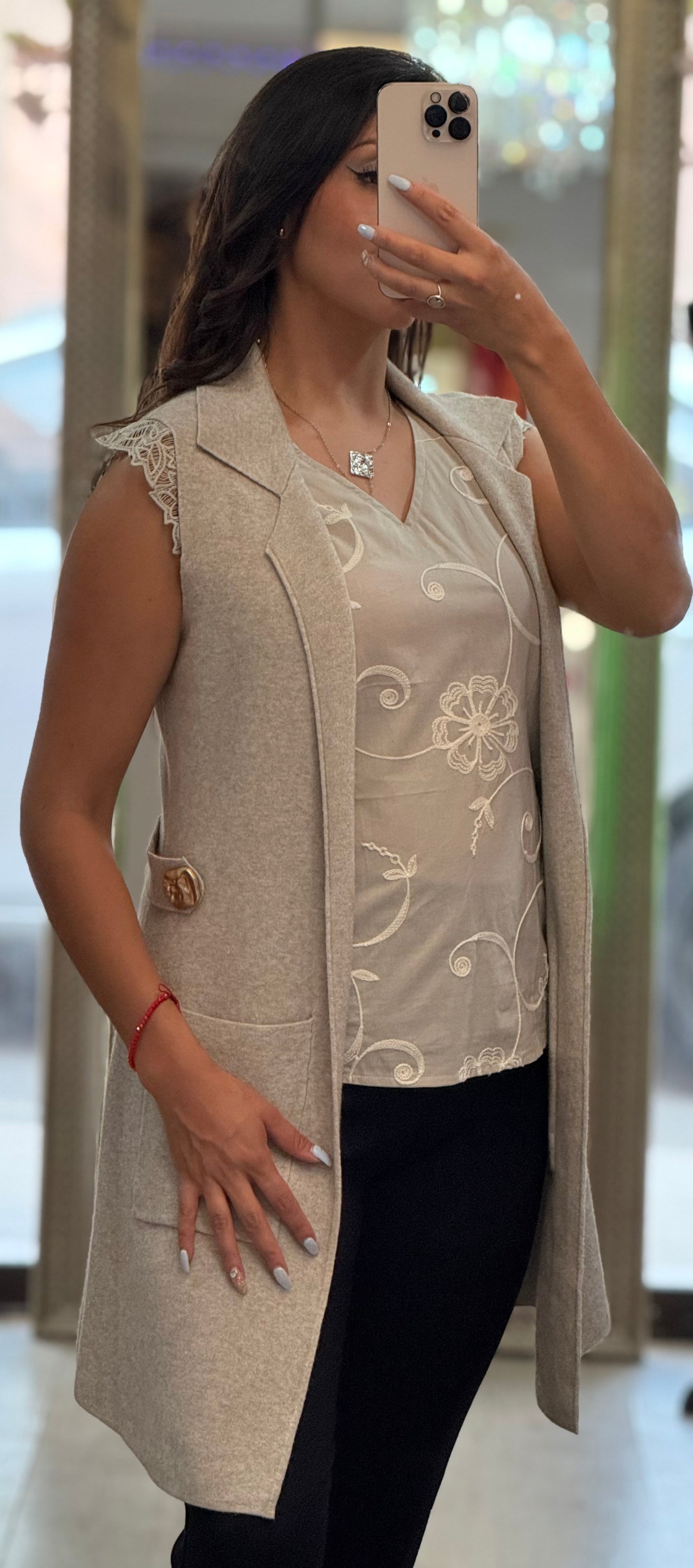 Chaleco largo con botones