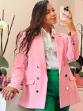 Blazer rosa pastel botones plata