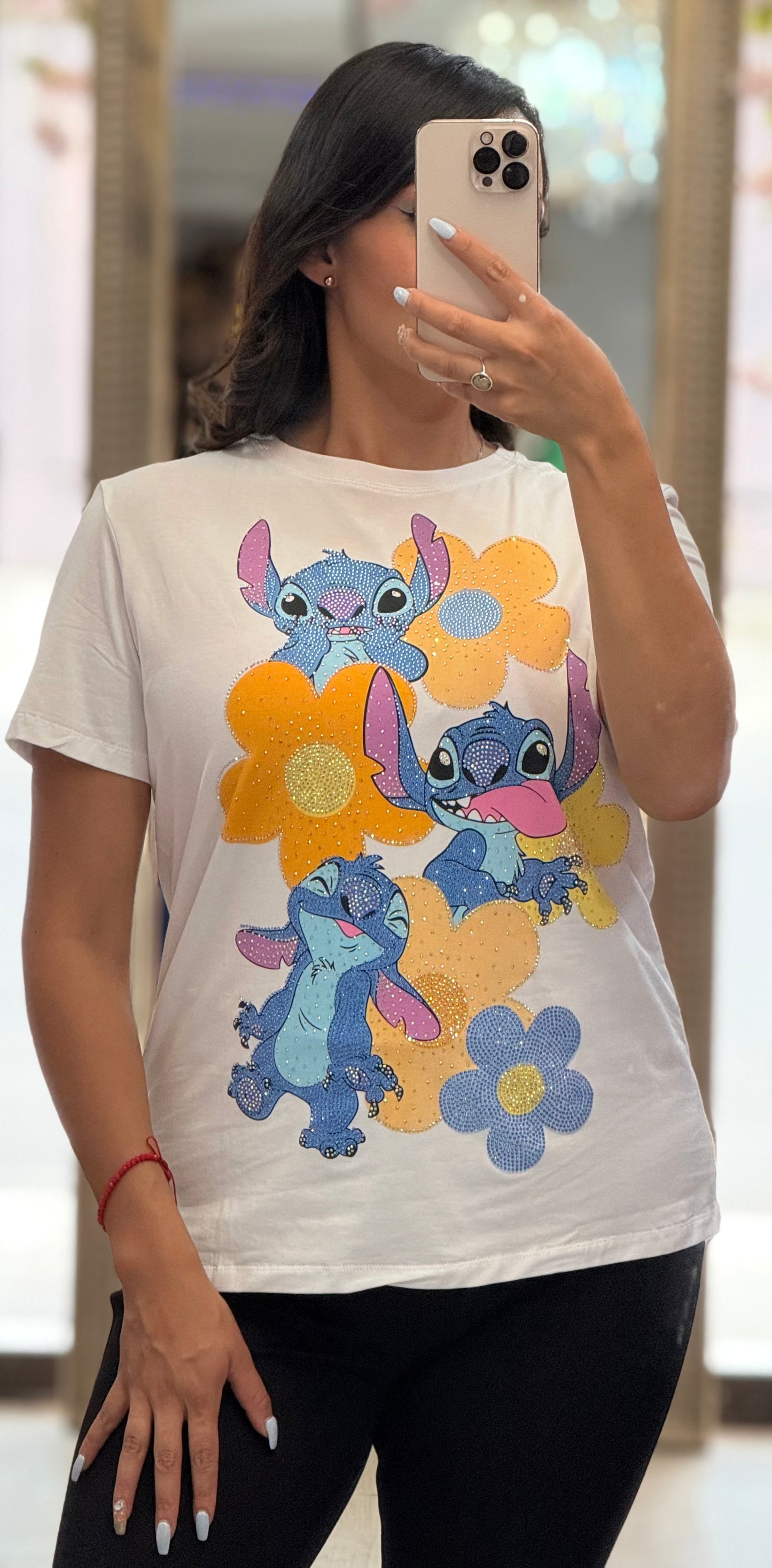 Playera con brillitos de Stitch