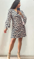Vestido animal print cuello v