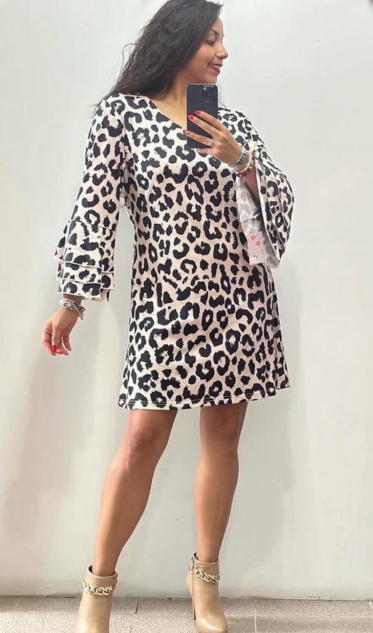 Vestido animal print cuello v