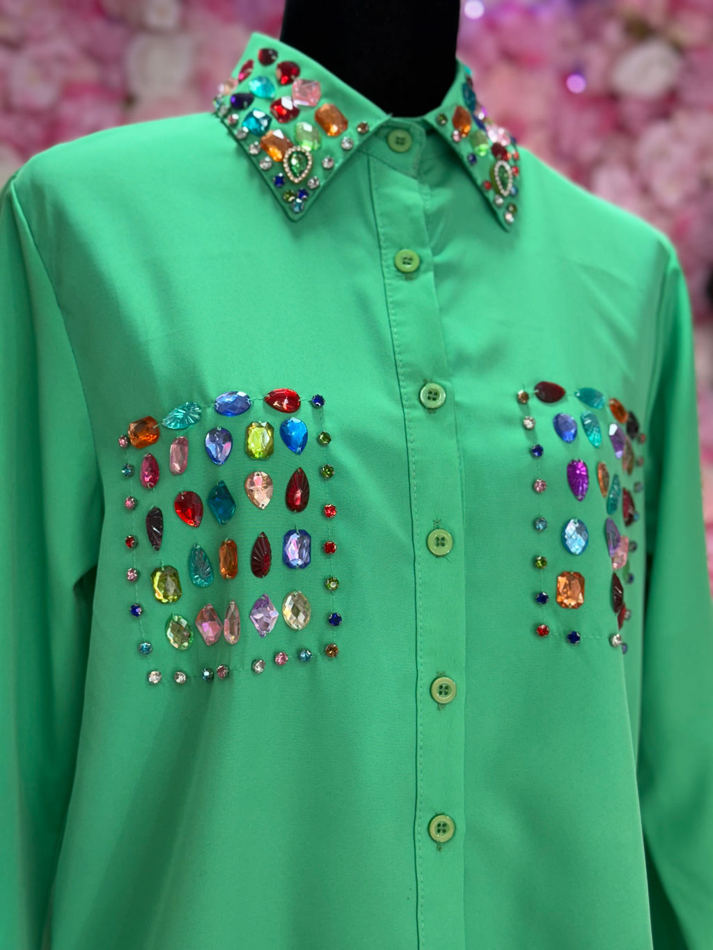 Blusa en tejido de pedreria