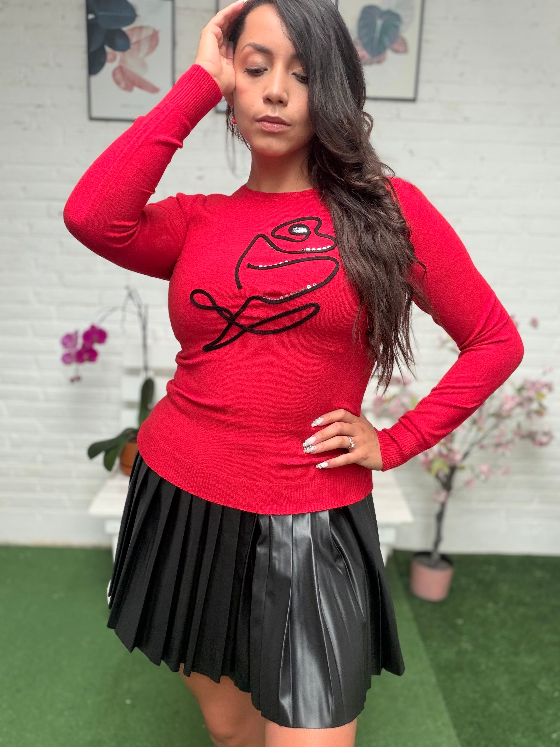 Suéter con bordado de Rosa 🌹