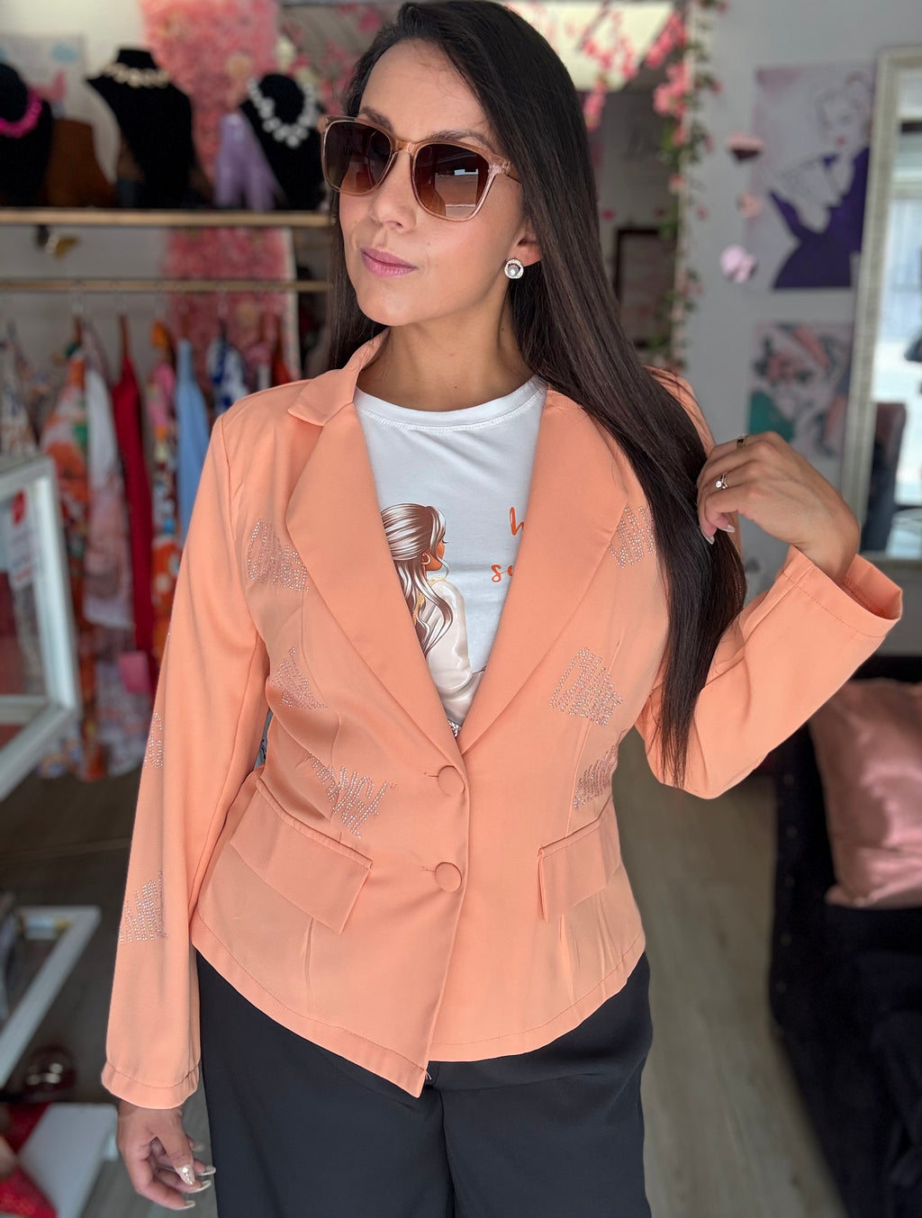 Blazer corto estampado