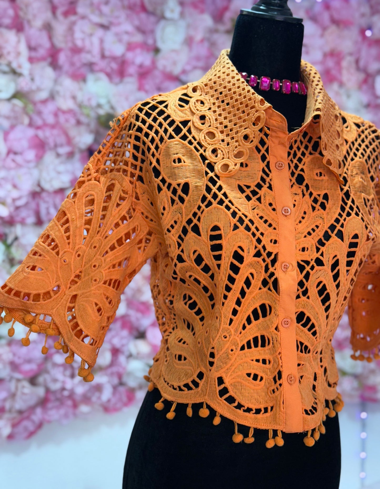 Blusa croché con botones