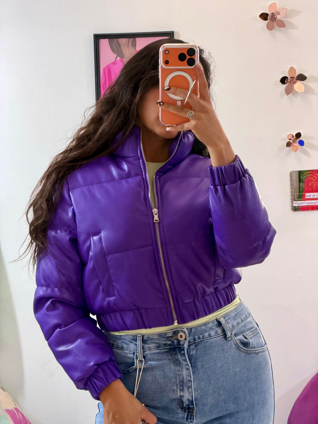 Chamarra bombacha de colores en vinipiel