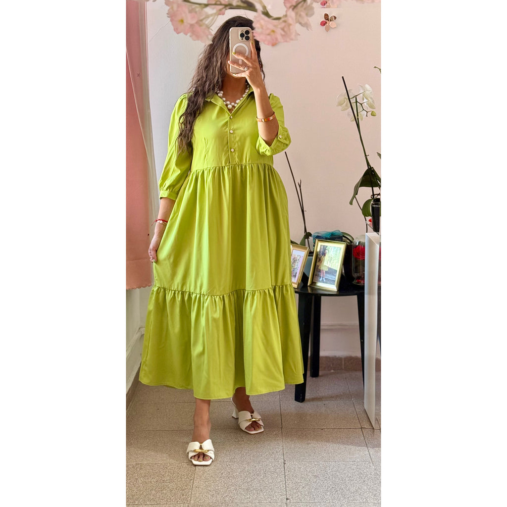 Vestido largo camisero manga 3/4