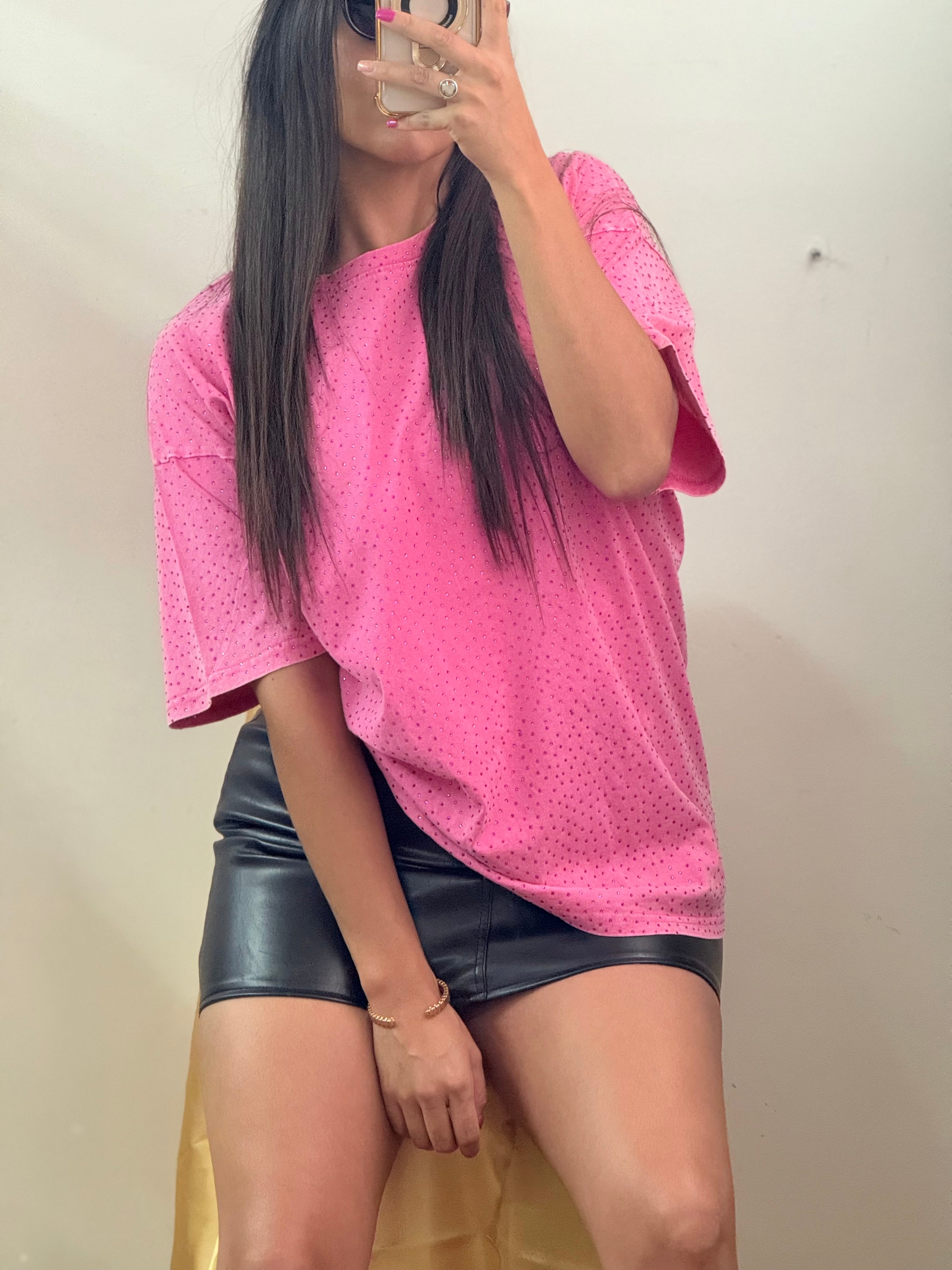 Playera oversize con brillos