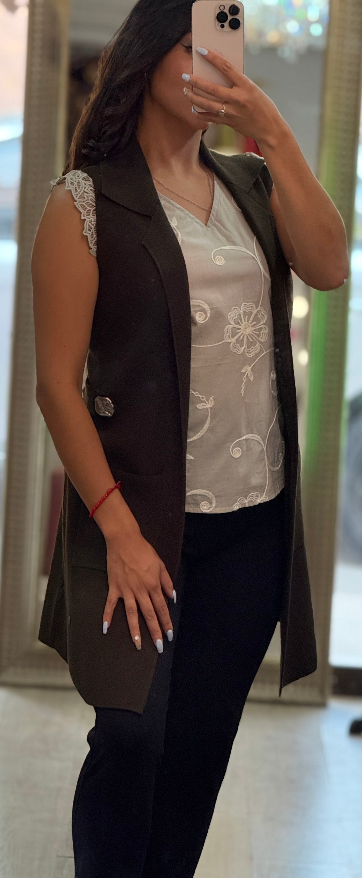 Chaleco largo con botones