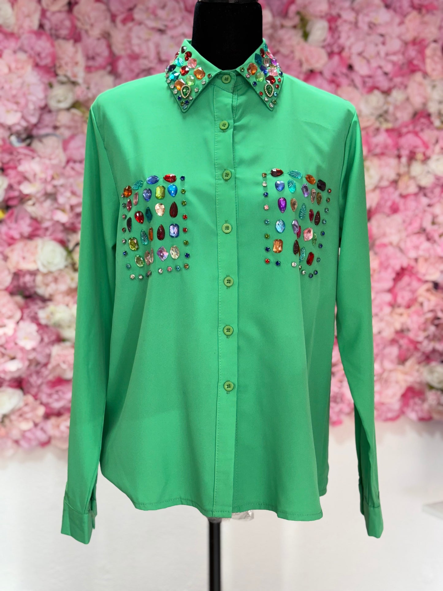 Blusa en tejido de pedreria