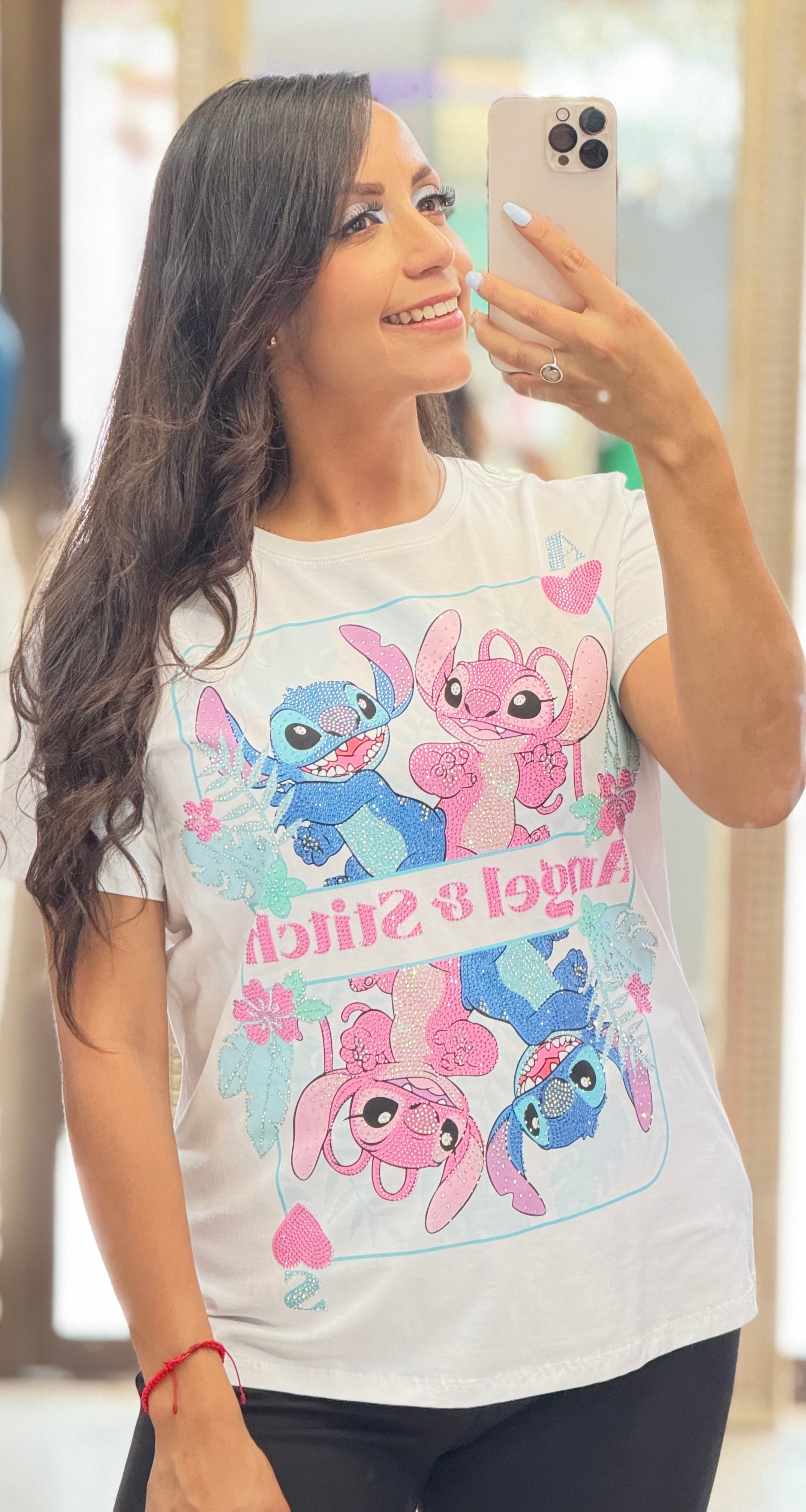 Playera con brillitos de Stitch