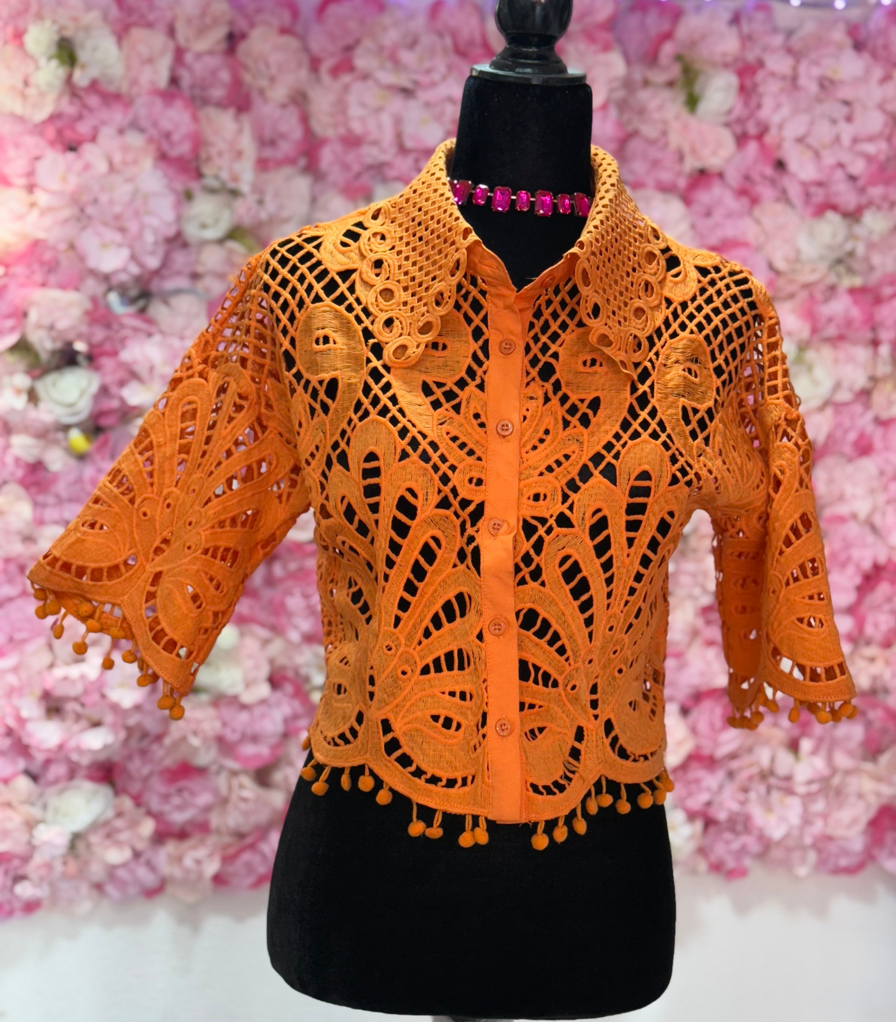 Blusa croché con botones